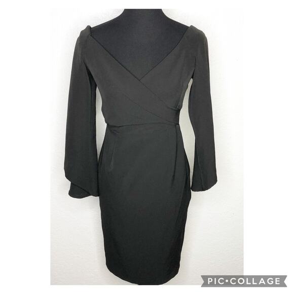 Bardot Ava black off shoulder flared sleeve sheath dress size US 6 / Small - Picture 3 of 16